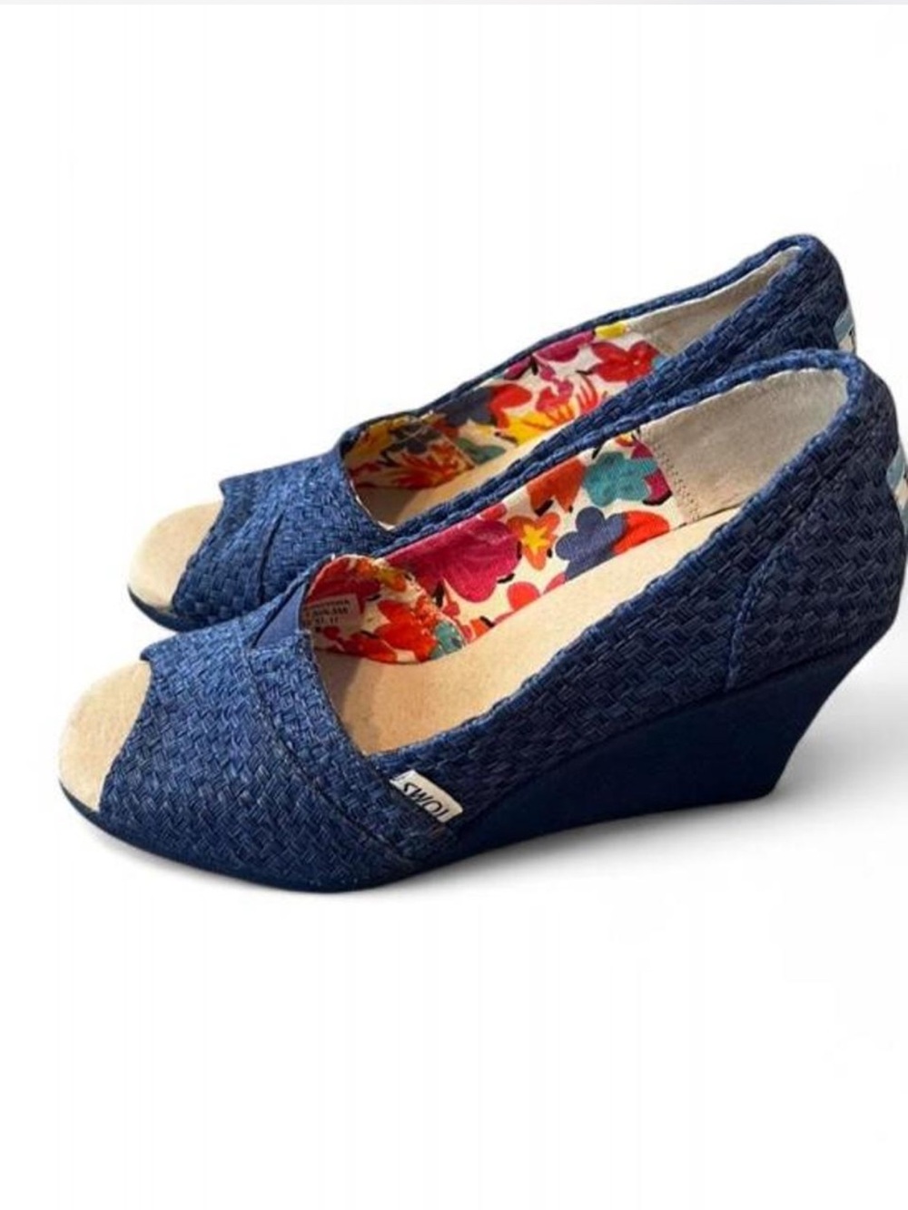 TOMS Navy Blue Wedge Sandals Heels